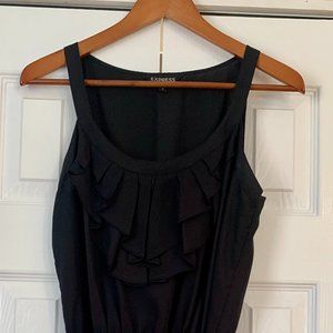 Express Ruffle V-Neck Black Sleeveless Dress Size M
